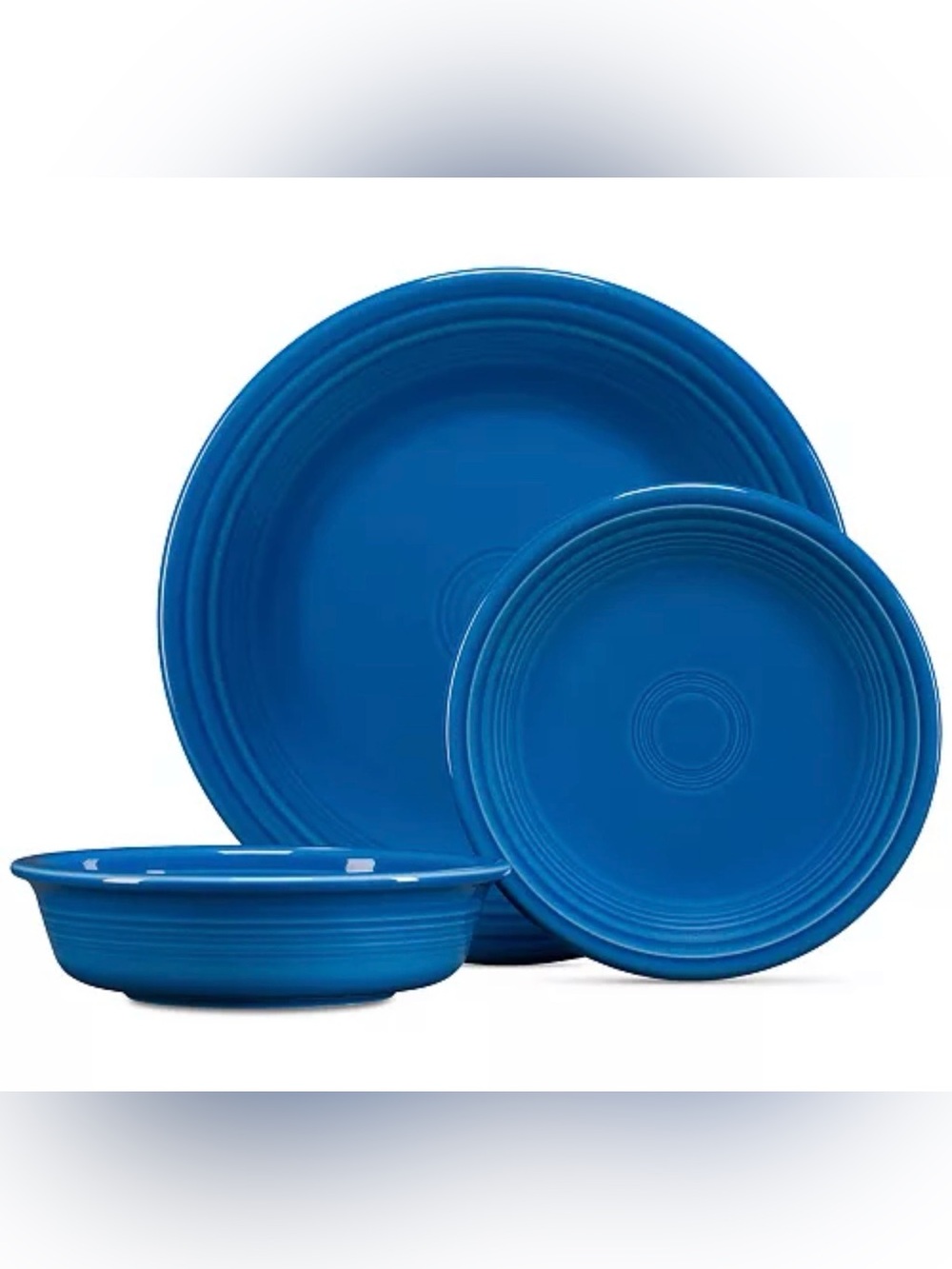 Fiesta lapis Blue Stoneware Dinnerware Set-3 piece Vibrant Blue Plates LIKE NEW